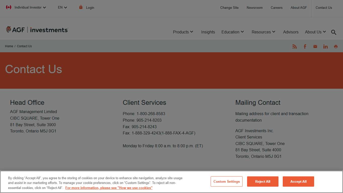 Contact Us | AGF.com